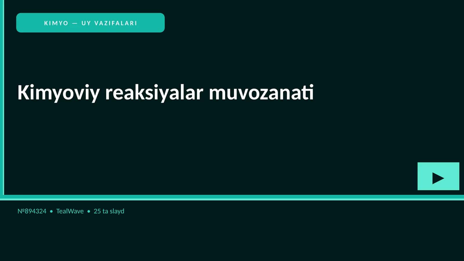KIMYO — UY VAZIFALARI 1