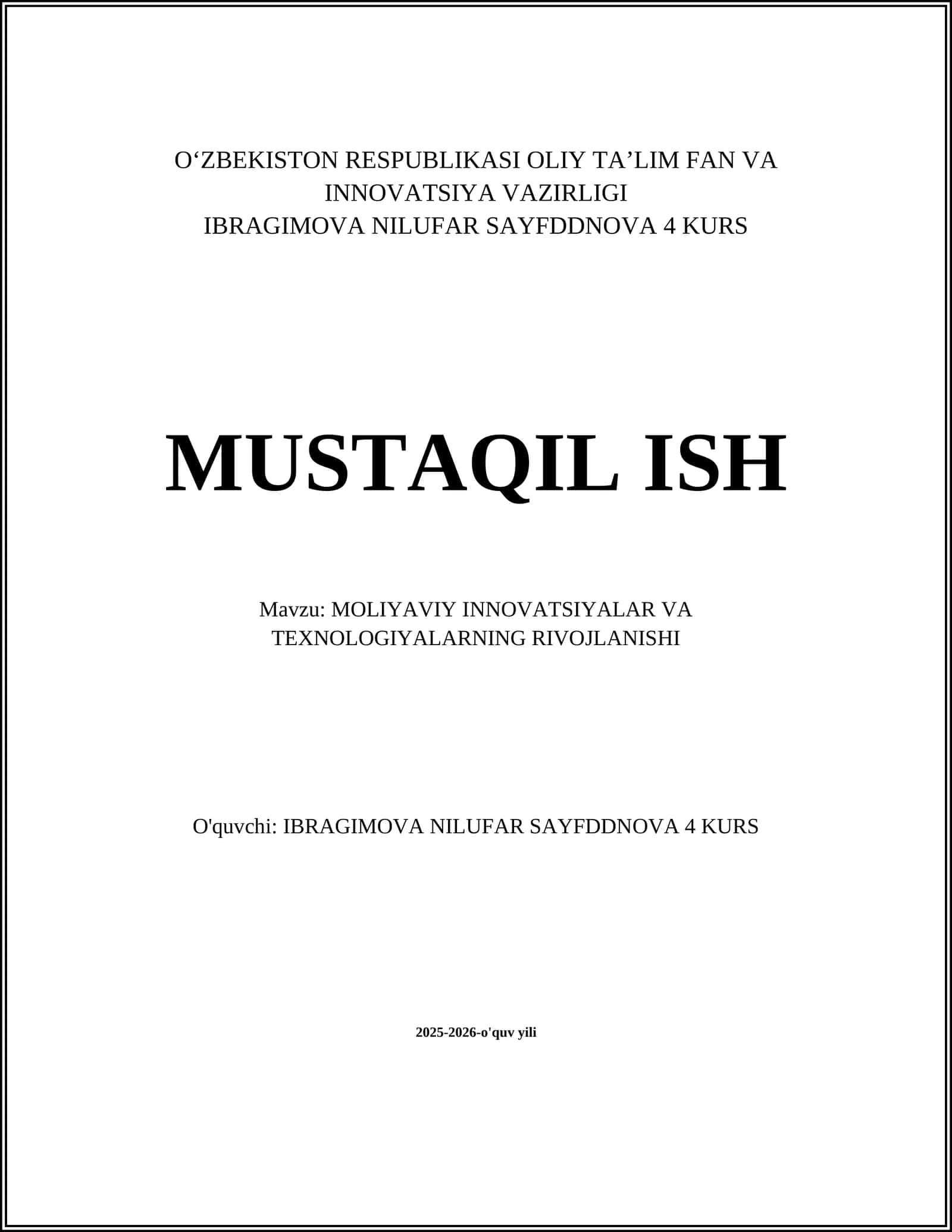 Moliyaviy innovatsiyalar va texnologiyalarning rivojlanishi 1