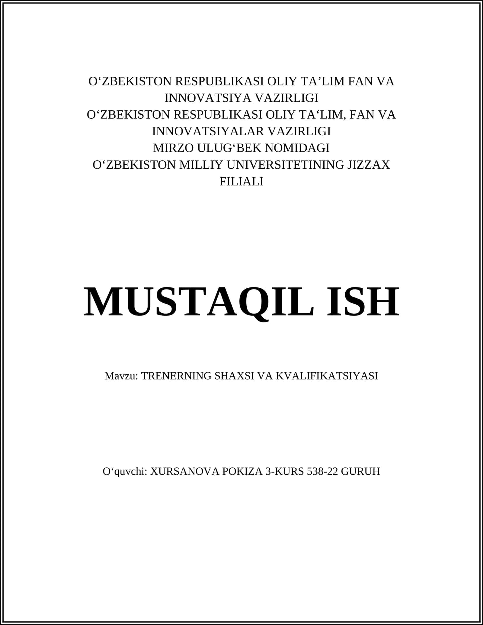 TRENERNING SHAXSI VA KVALIFIKATSIYASI 1