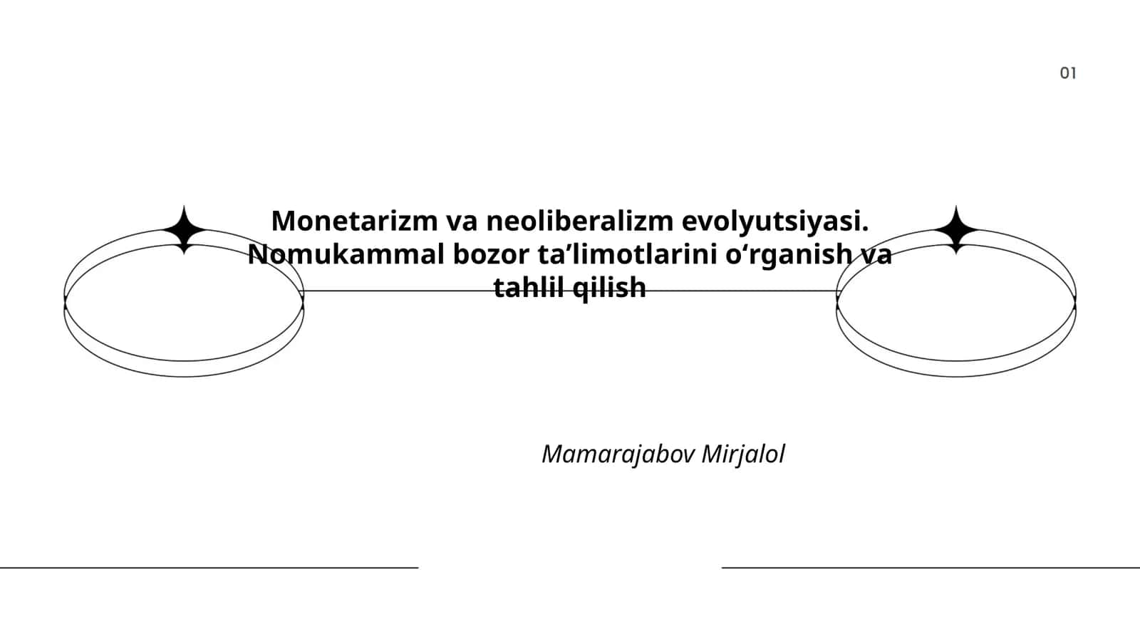 Monetarizm va neoliberalizm evolyutsiyasi. Nomukammal bozor taʼlimotlarini oʻrganish va tahlil qilish 1