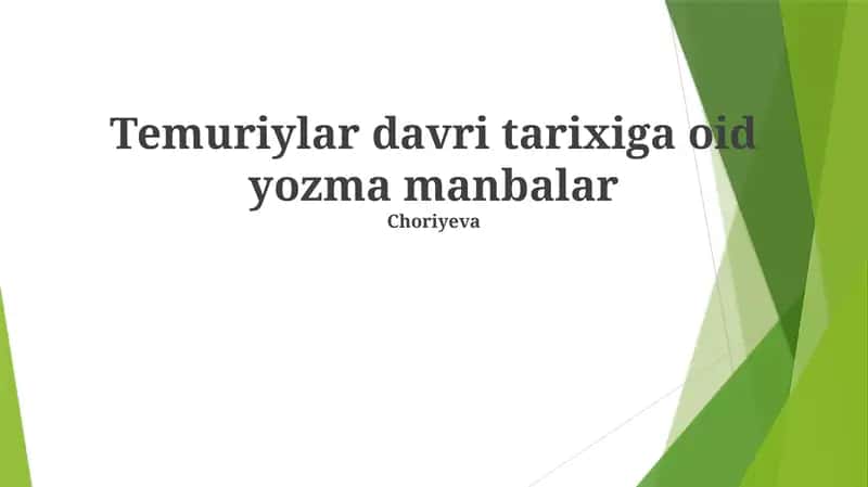 Temuriylar davri tarixiga oid yozma manbalar 1