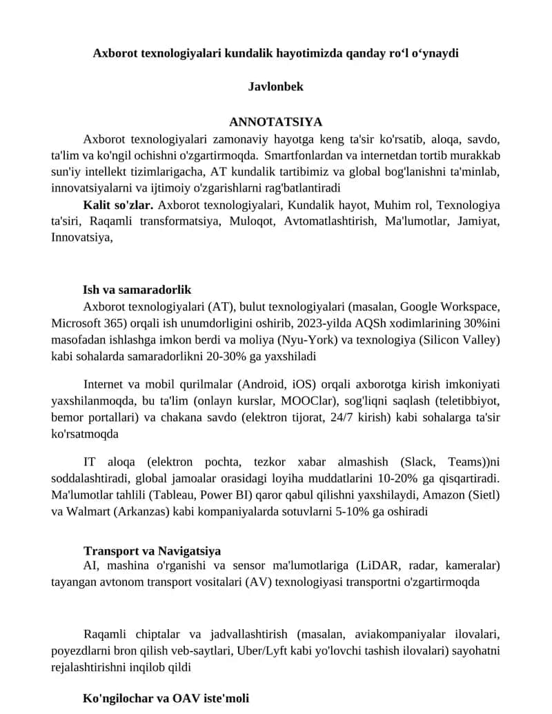 Axborot texnologiyalari 1
