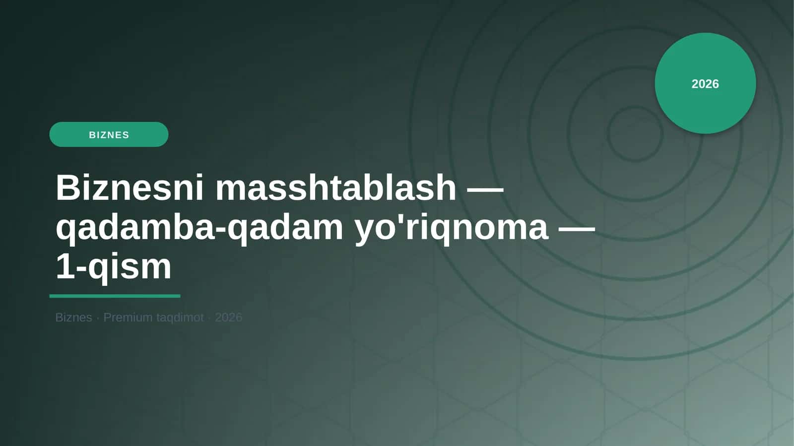 Biznesni masshtablash — qadamba-qadam yo'riqnoma — 1 1