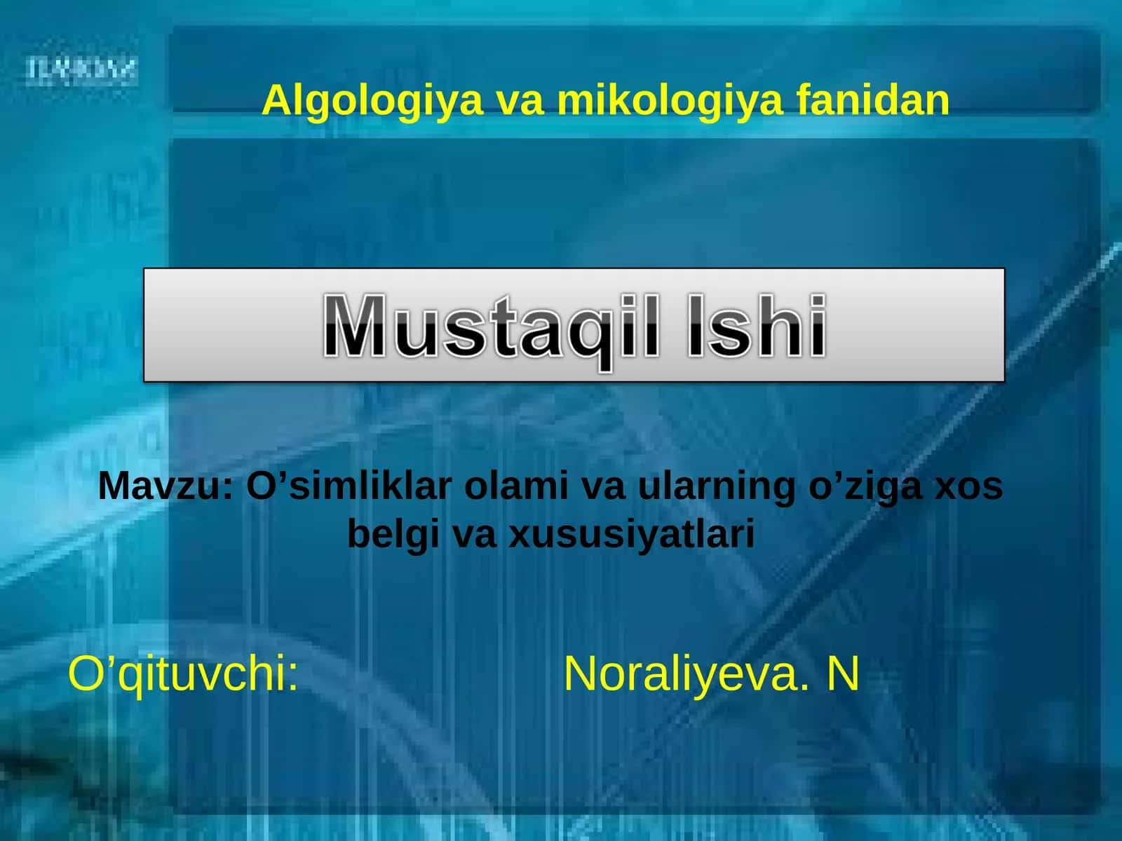 Algologiya va mikologiya fanidan 1