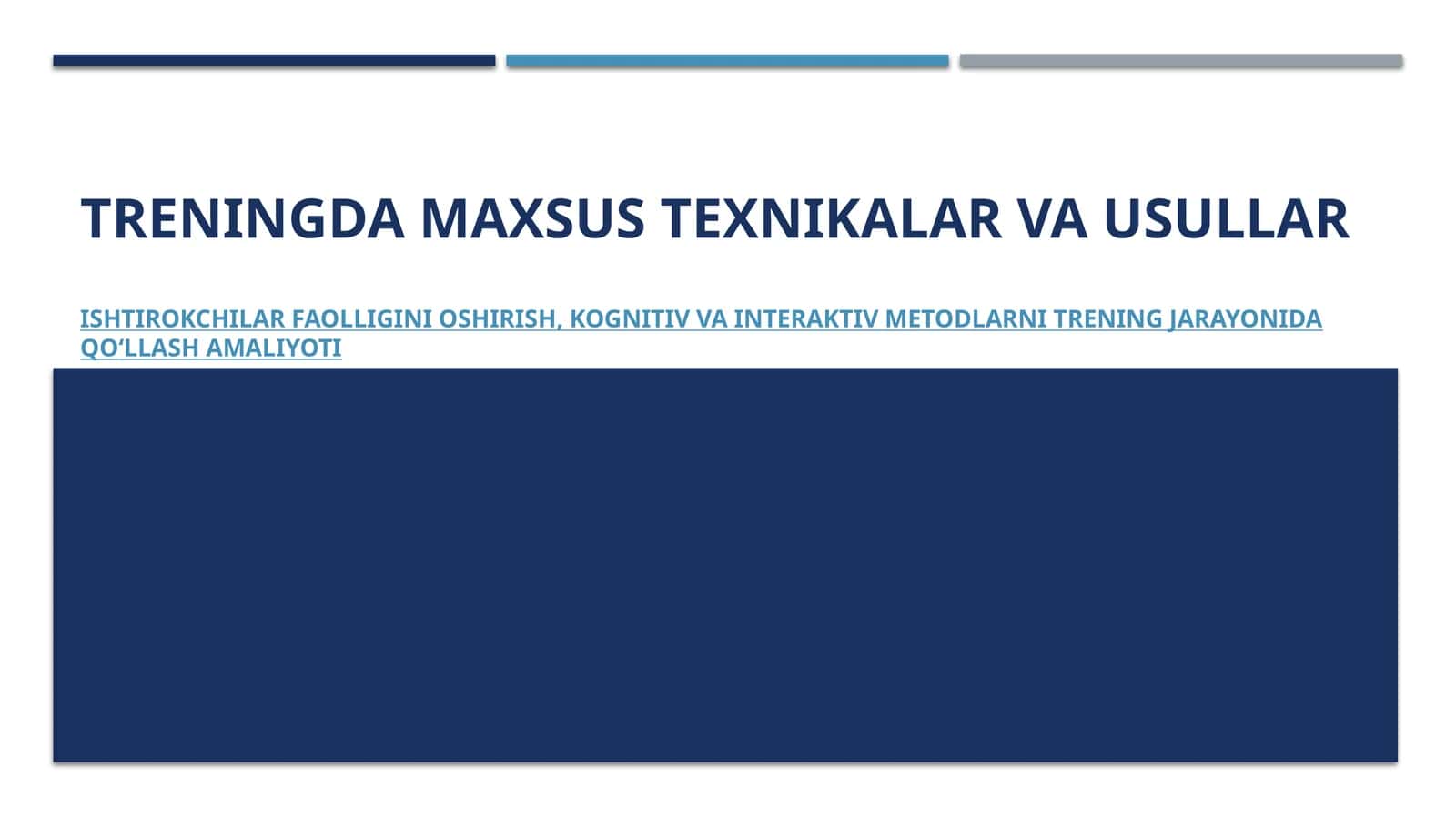 Trendingda maxsus texnikalar va usullar 1