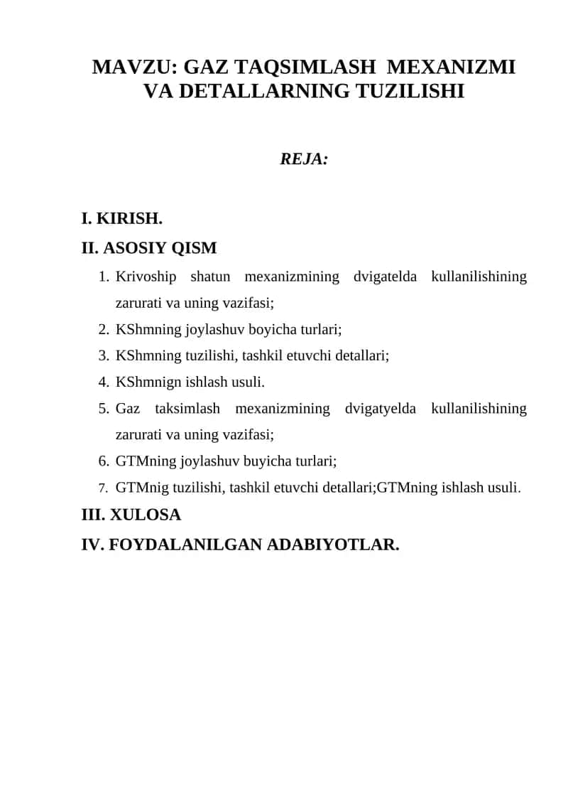 GAZ TAQSIMLASH MEXANIZMI VA DETALLARNING TUZILISHI 1
