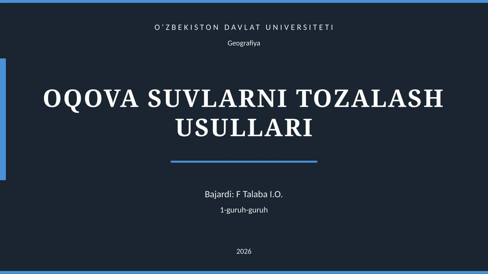 OQOVA SUVLARNI TOZALASH USULLARI 1