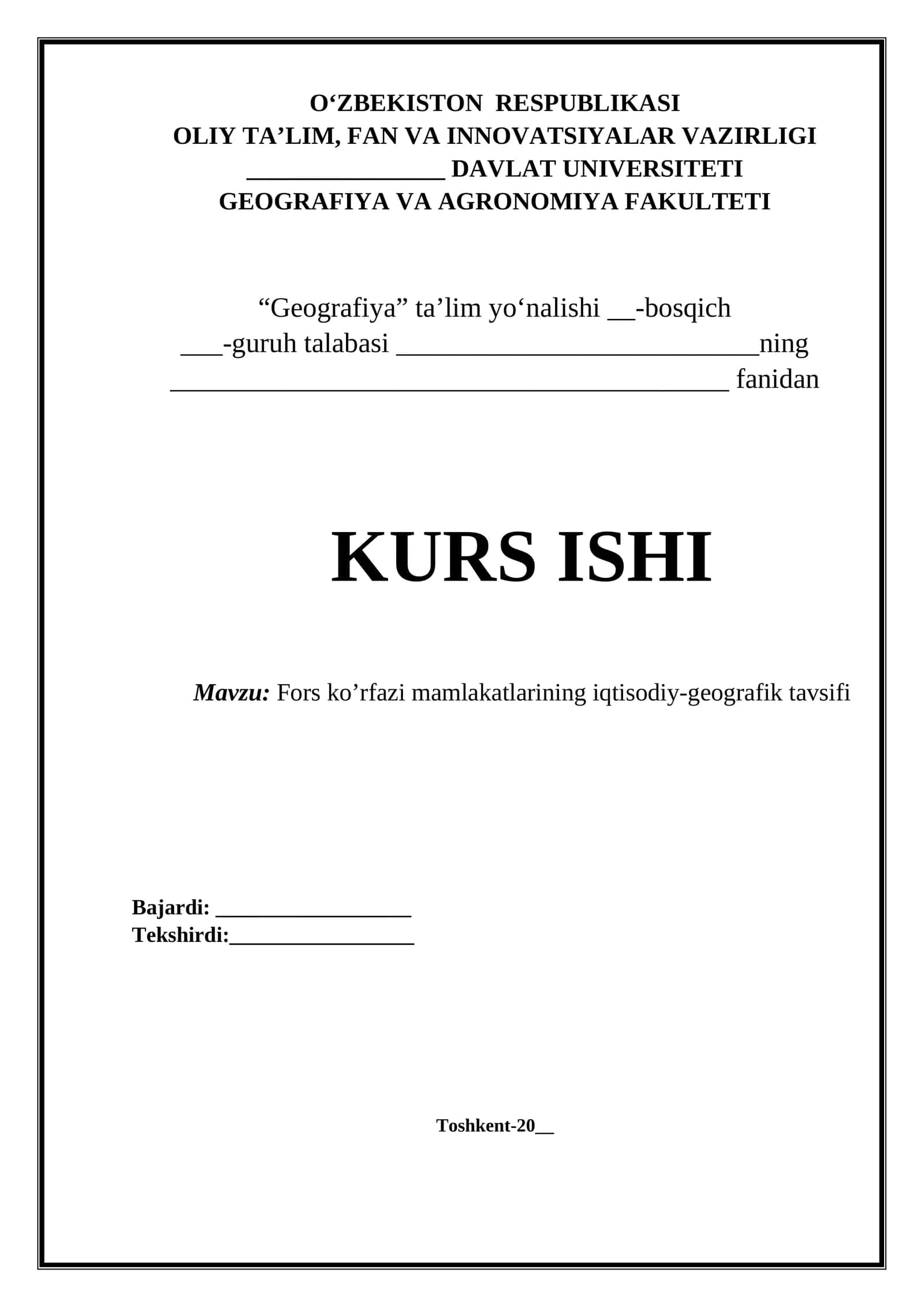 Fors ko’rfazi mamlakatlarining iqtisodiy-geografik tavsifi 1