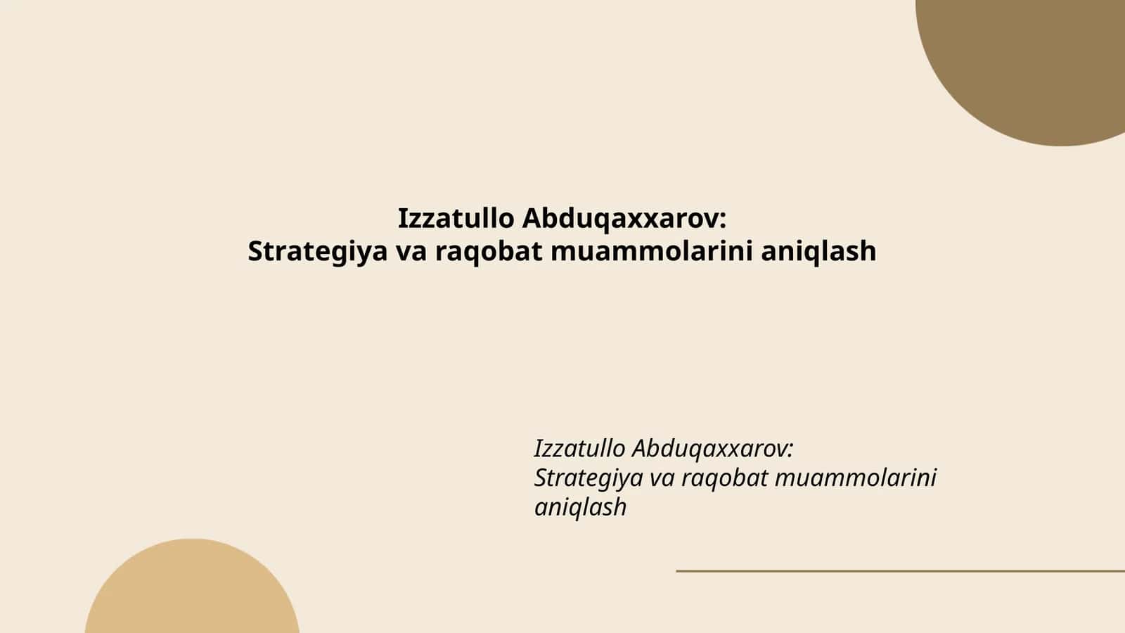 Strategiya va raqobat muammolarini aniqlash 1