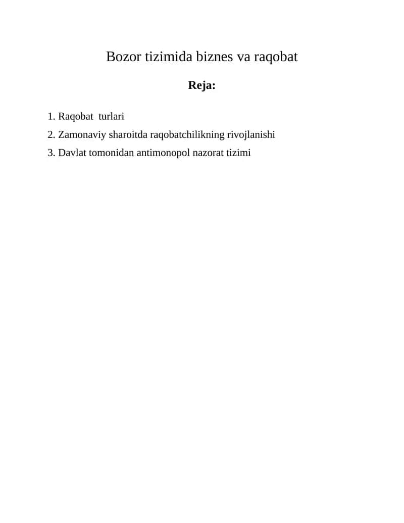 Raqobat turlari 1