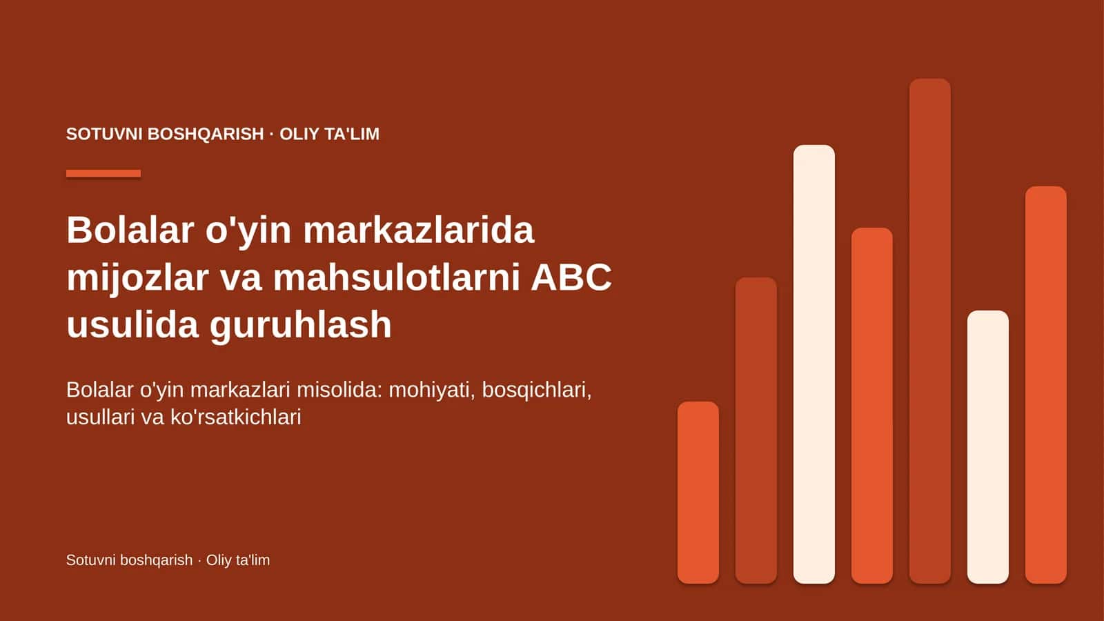 bolalar o'yin markazlarida mijozlar va mahsulotlarni abc usulida guruhlash 6199 1