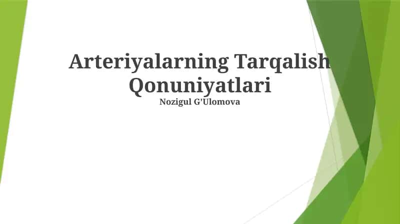 Arteriyalarning Tarqalish Qonuniyatlari 1