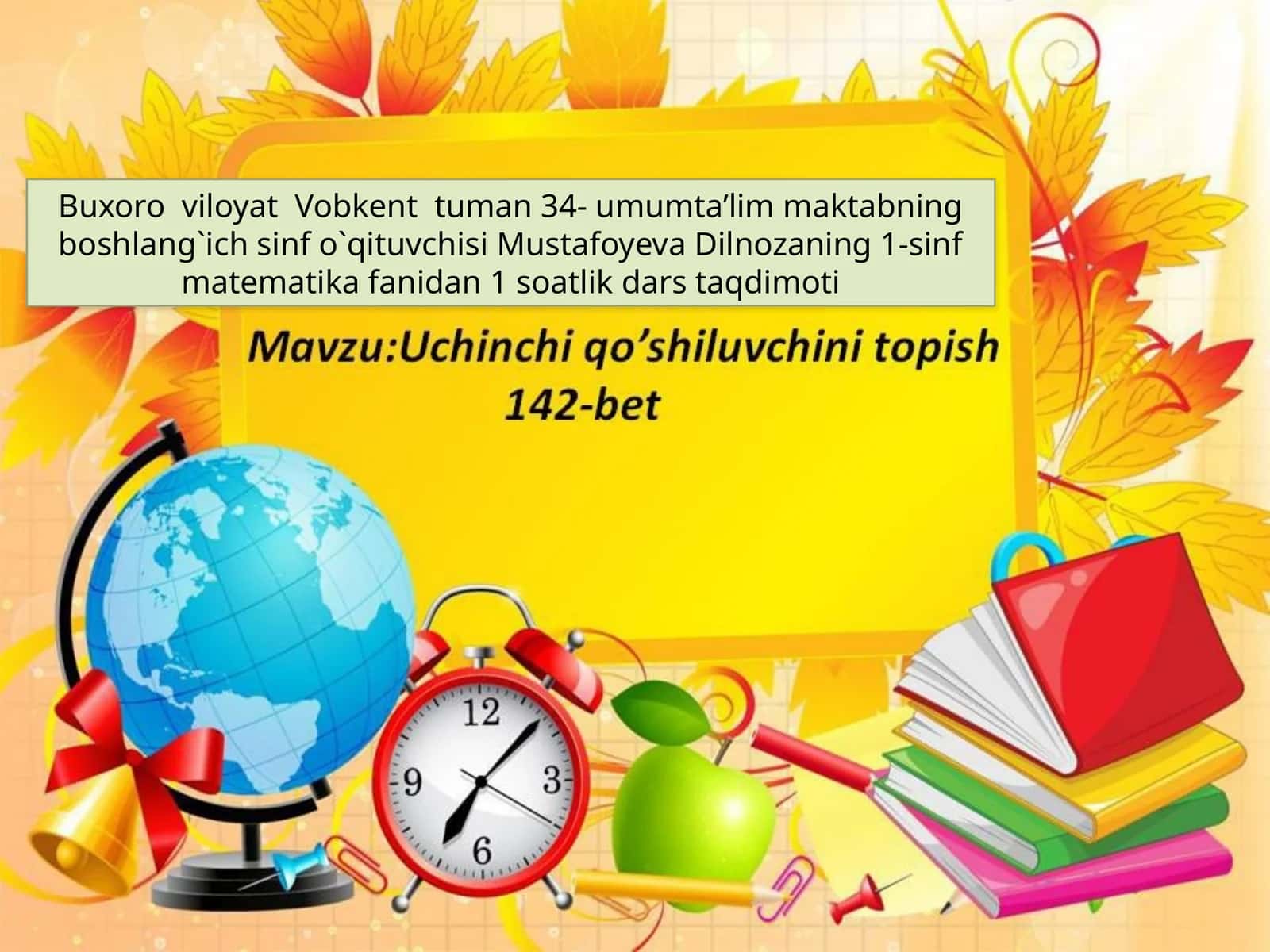 Dars taqdimoti - Matematika fanidan 1