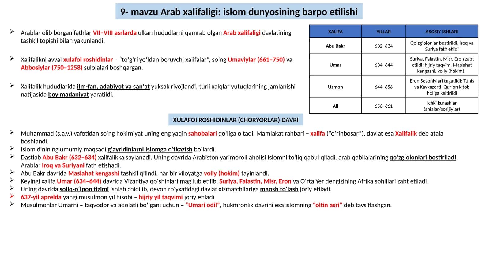 Arab xalifaligi 1