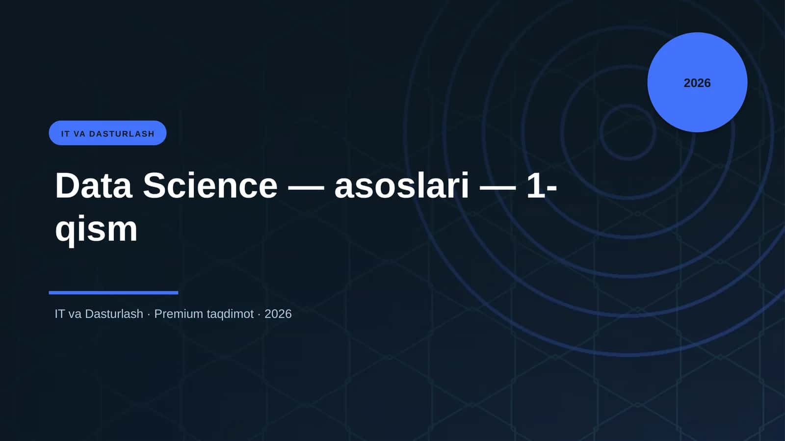 Data Science — asoslari — 1-qism 1