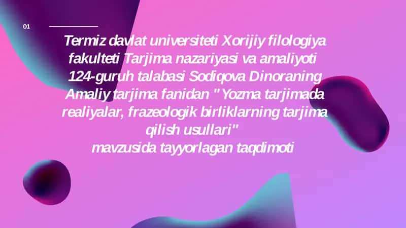 Realiyalar bo'yicha slayd 1