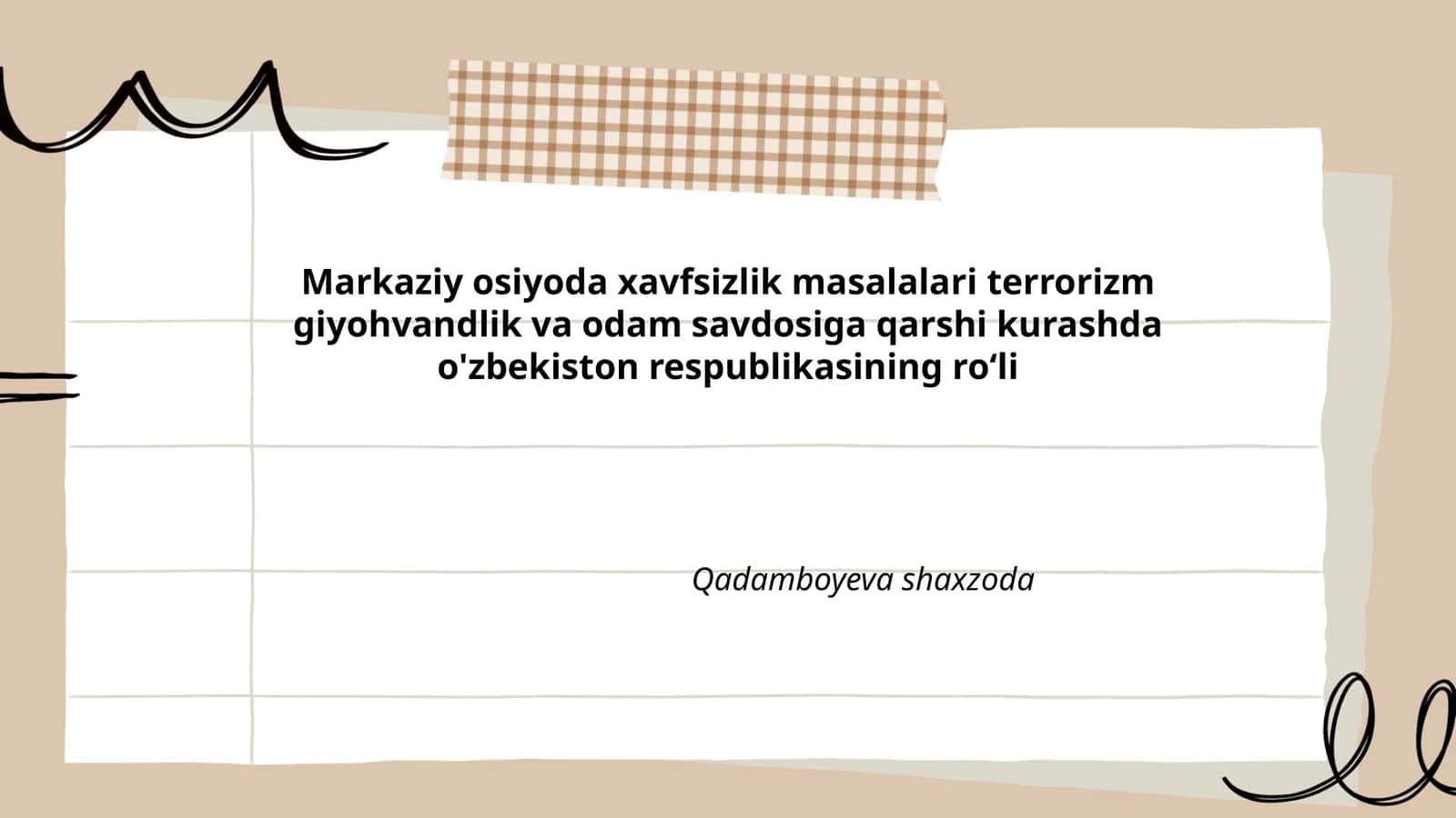 Markaziy Osiyoda xavfsizlik masalalari va O'zbekistonning tutgan o'rni 1