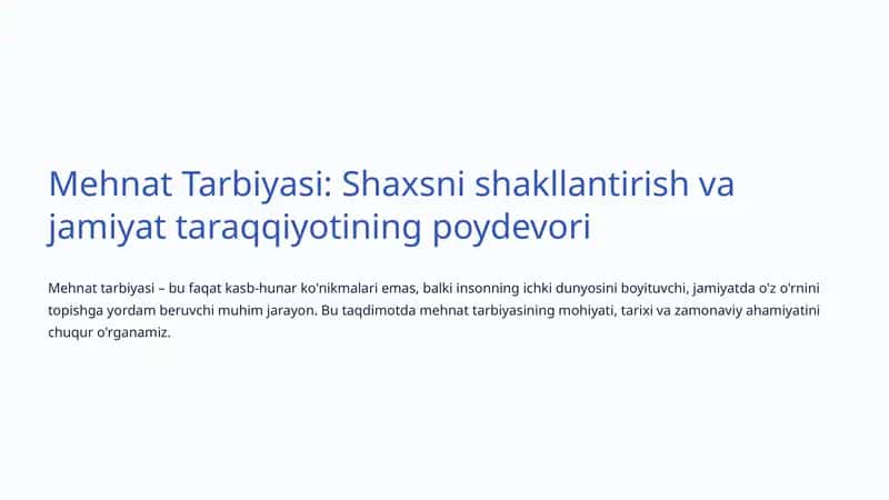 Mehnat Tarbiyasi 1