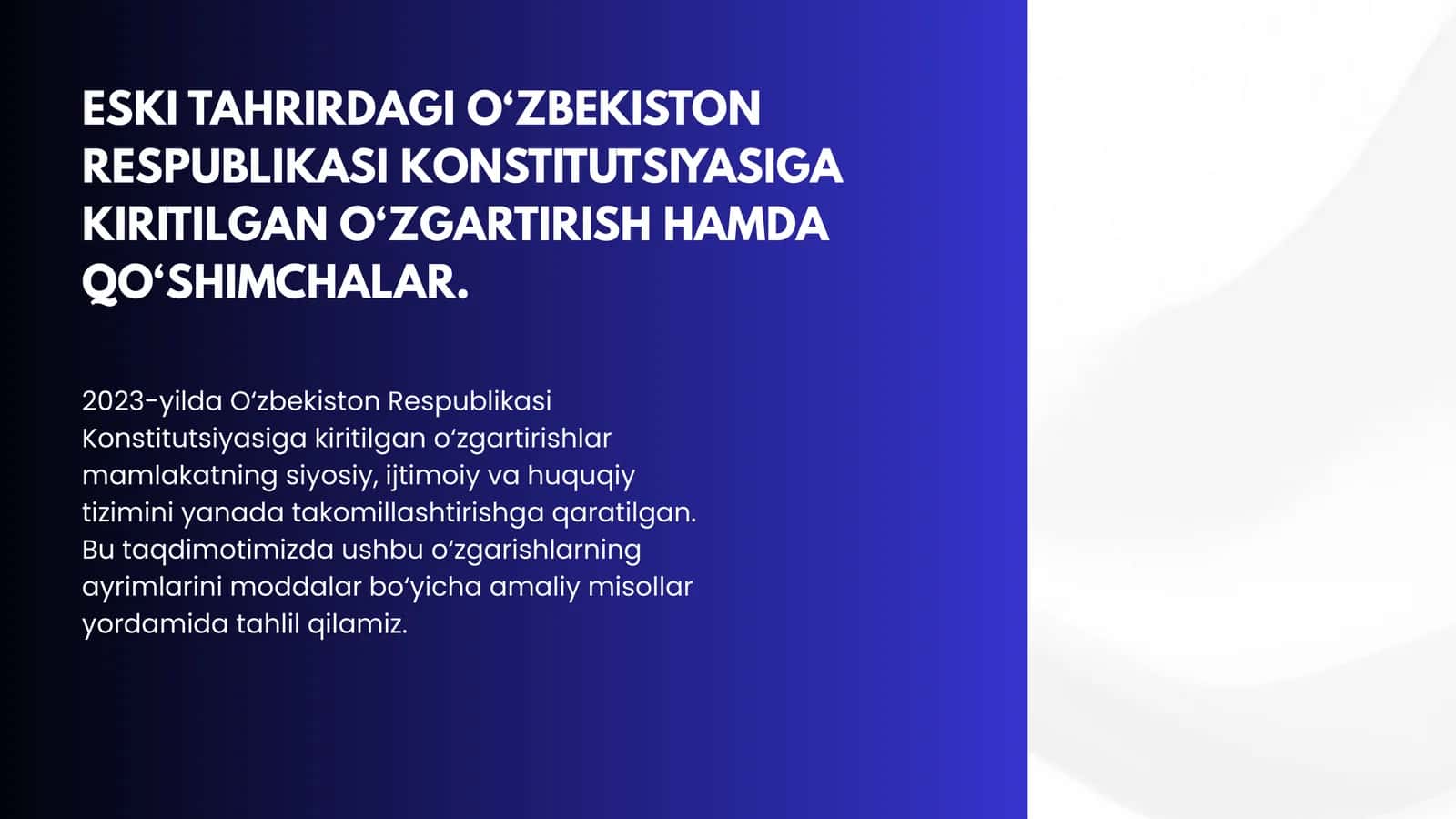 ESKI TAHRIRDAGI O‘ZBEKISTON RESPUBLIKASI KONSTITUTSIYASIGA KIRITILGAN O‘ZGARTIRISH HAMDA QO‘SHIMCHALAR. 1
