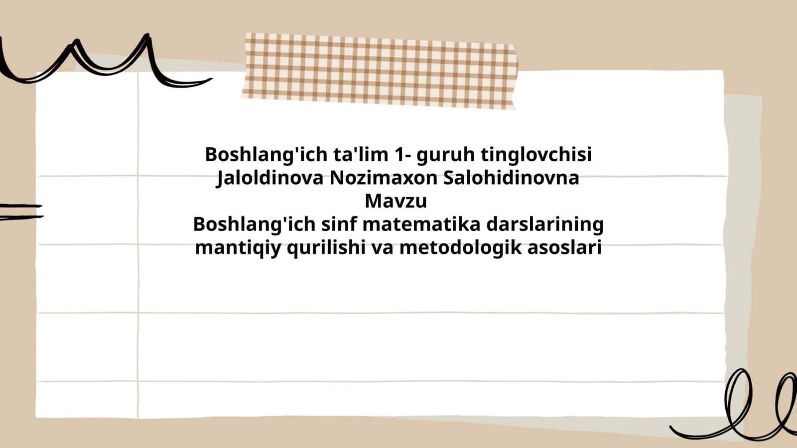 Boshlang'ich sinf matematika darslarining mantiqiy qurilishi va metodologik asoslari 1