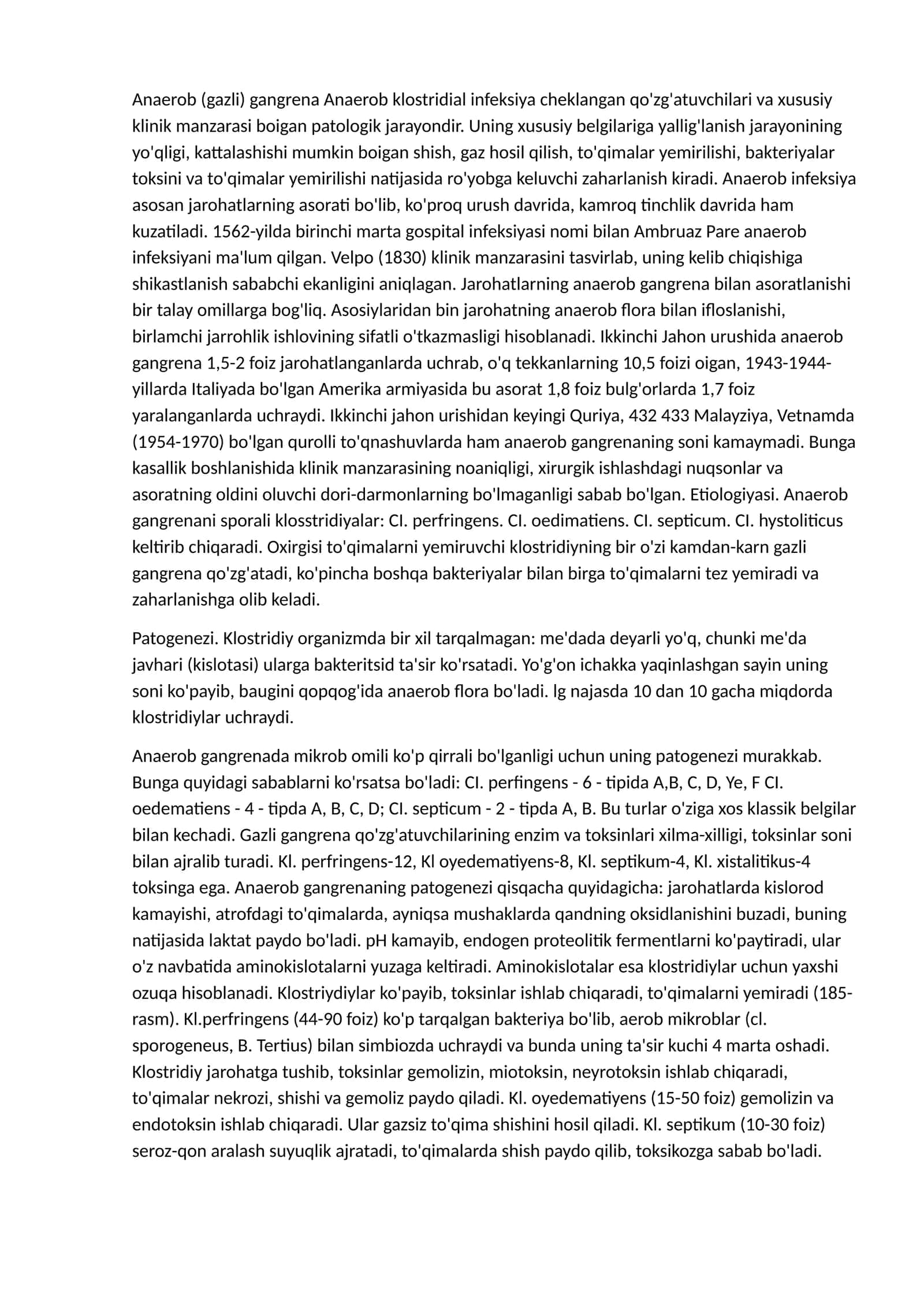 Anaerob (gazli) gangrena Anaerob klostridial infeksiya 1