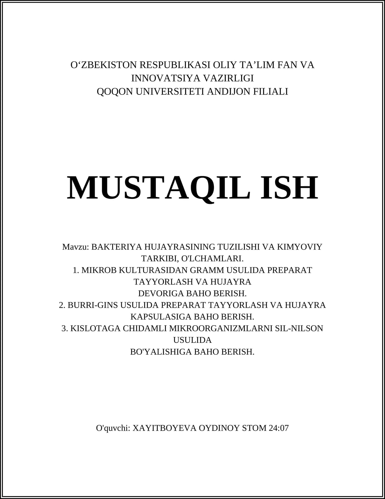 Bakteriya hujayra devori: Gram-musbat va Gram-manfiy struktura farqlari 1