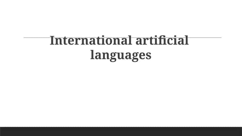 International artificial languages 1