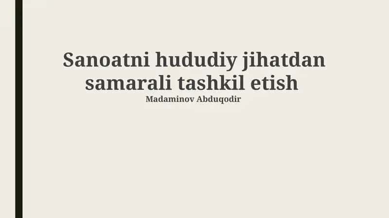 Sanoatning samarali hududiy tashkiloti 1
