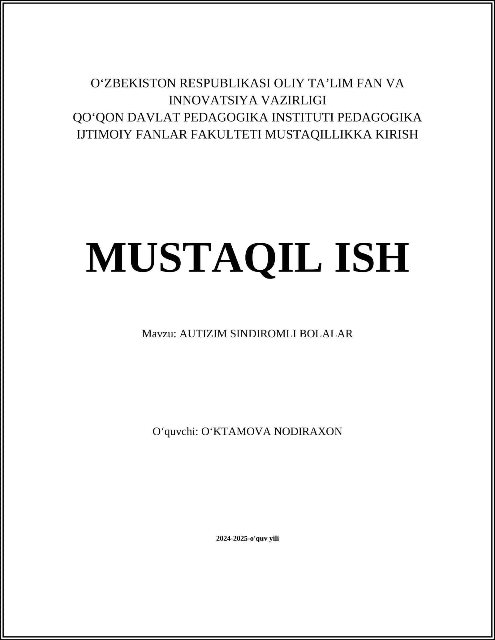 AUTIZIM SINDIROMLI BOLALAR 1