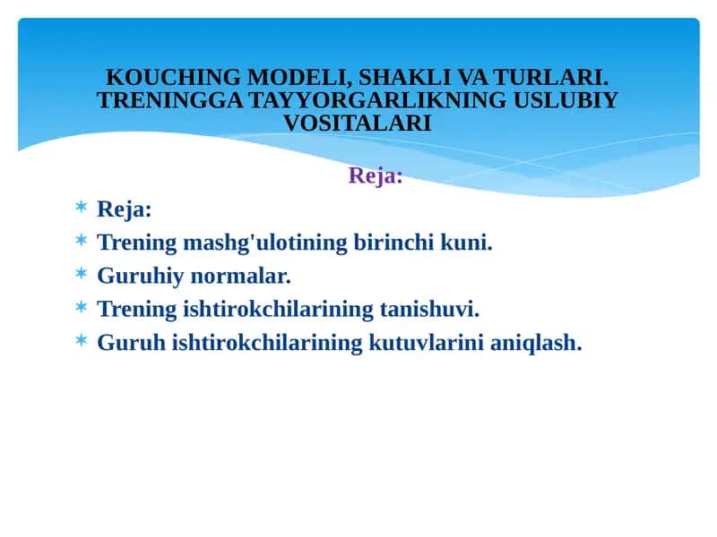 Trening Mashg'ulotlari 1