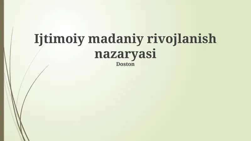 Ijtimoiy madaniy rivojlanish nazaryasi 1