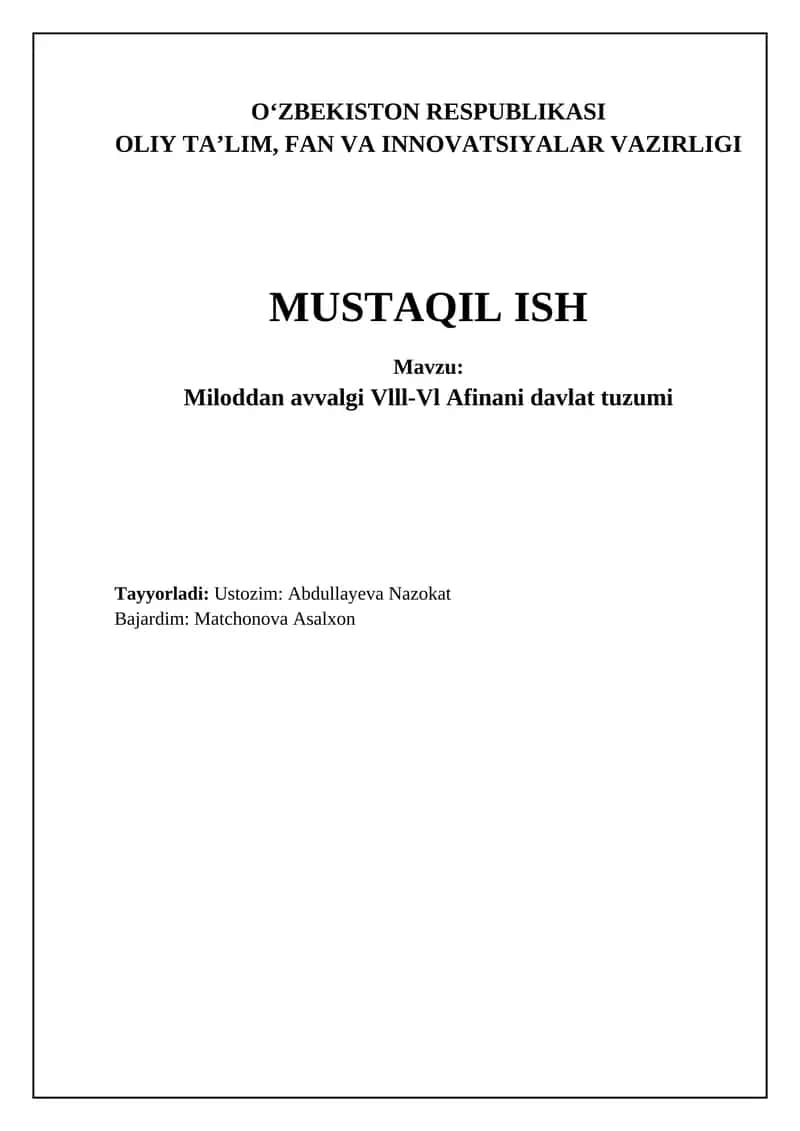 Arxaik Afinaning ijtimoiy-siyosiy tuzilishi (VIII-VI asrlar) 1