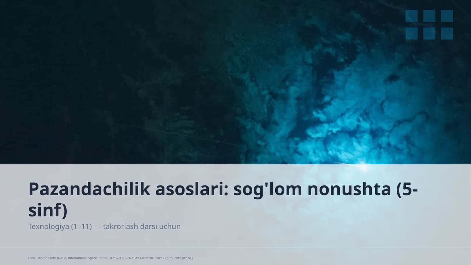 Pazandachilik asoslari: sog'lom nonushta (5-sinf) 1
