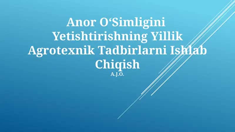 Agrotexnik Tadbirlarni Ishlab Chiqish 1