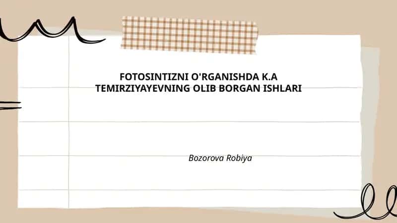 K.A. Temirziyayevning fotosintez jarayonlari 1