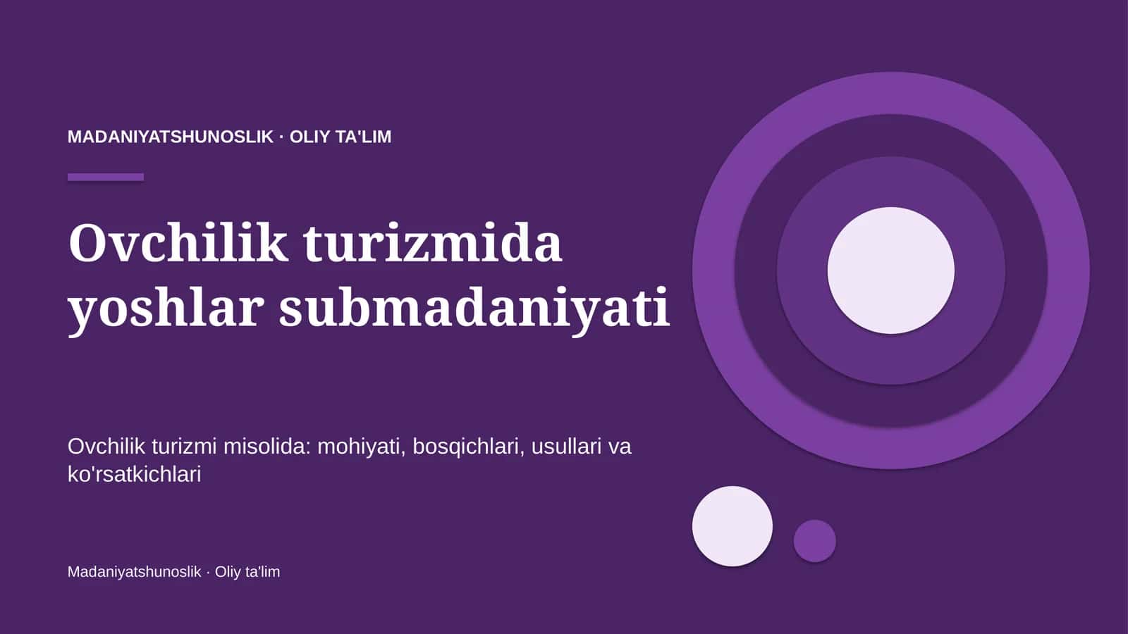 Ovchilik turizmida yoshlar submadaniyati 1