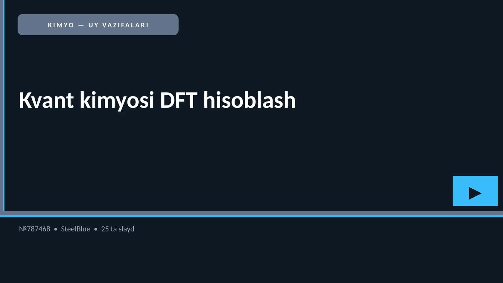 Kvant kimyosi DFT hisoblash 1