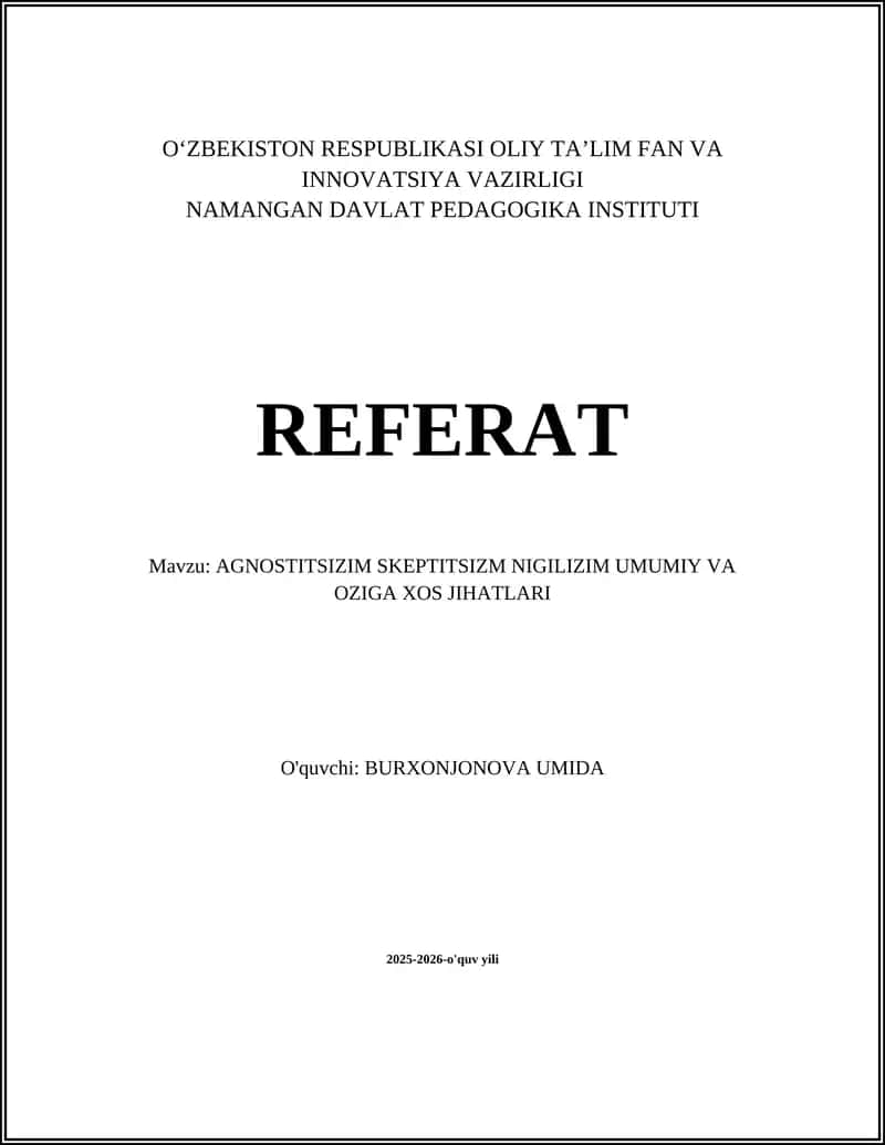 Agnostitsizm, Skeptitsizm, Nigilizm 1