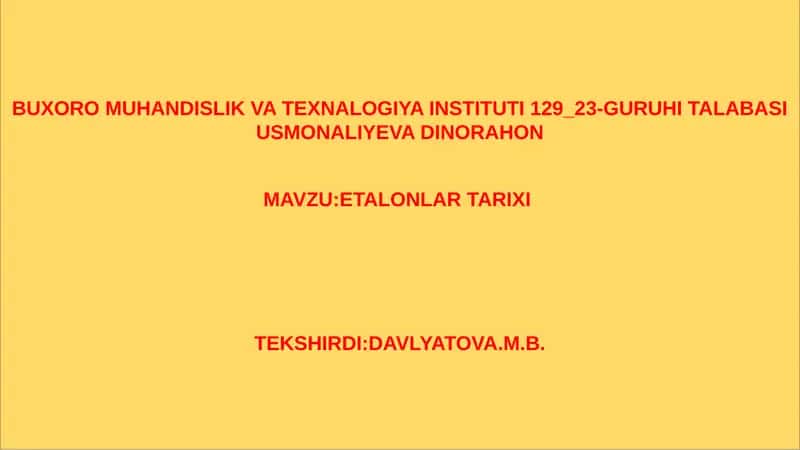 ETALONLAR TARIXI 1