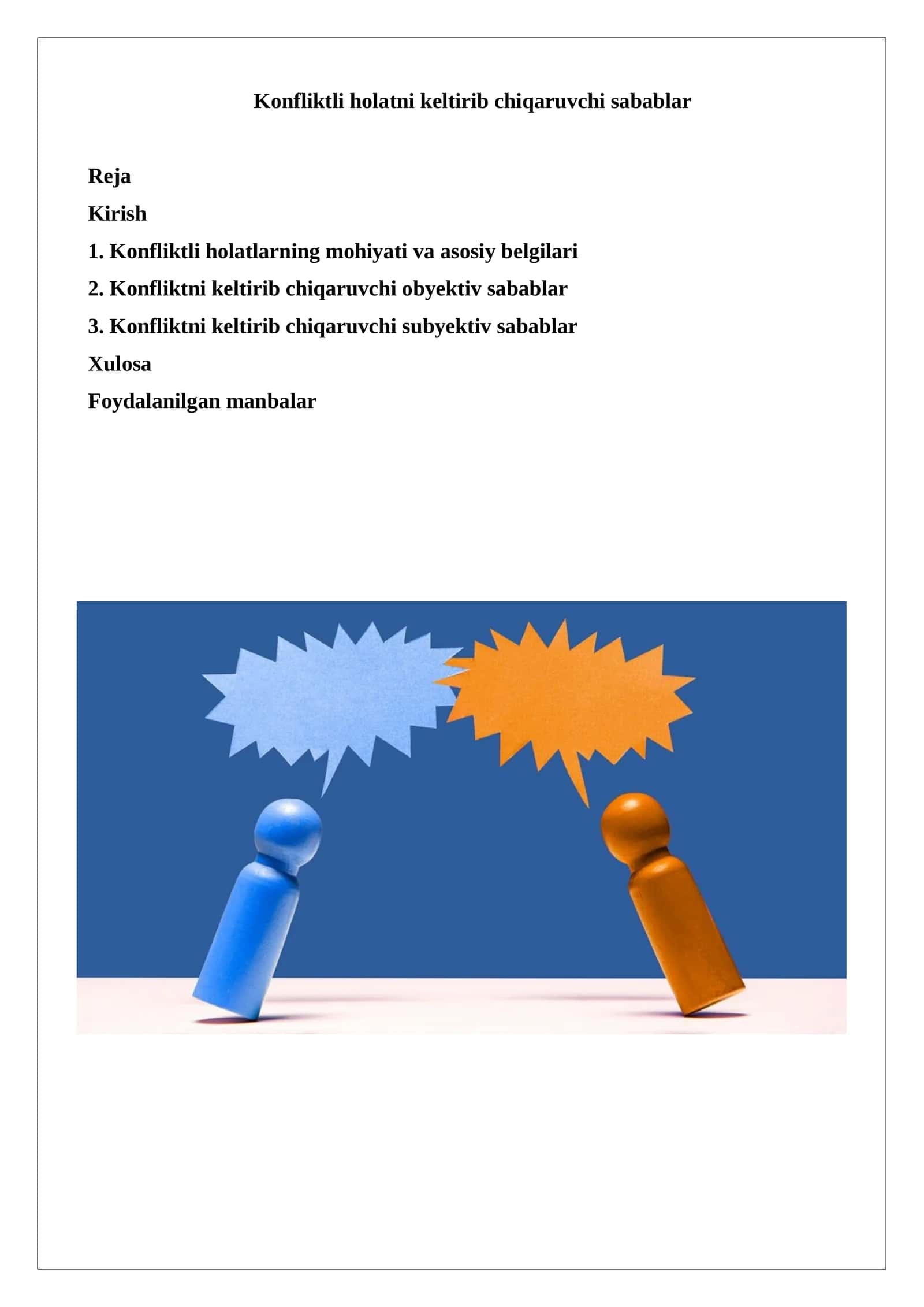 Konfliktli holatni keltirib chiqaruvchi sabablar 1