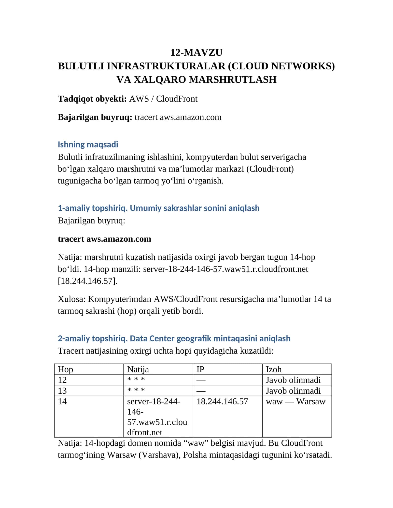 BULUTLI INFRASTRUKTURALAR (CLOUD NETWORKS) VA XALQARO MARSHRUTLASH 1