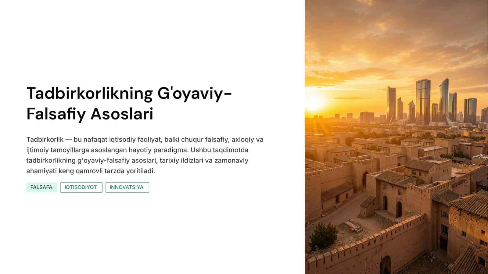 Tadbirkorlikning G'oyaviy-Falsafiy Asoslari 1