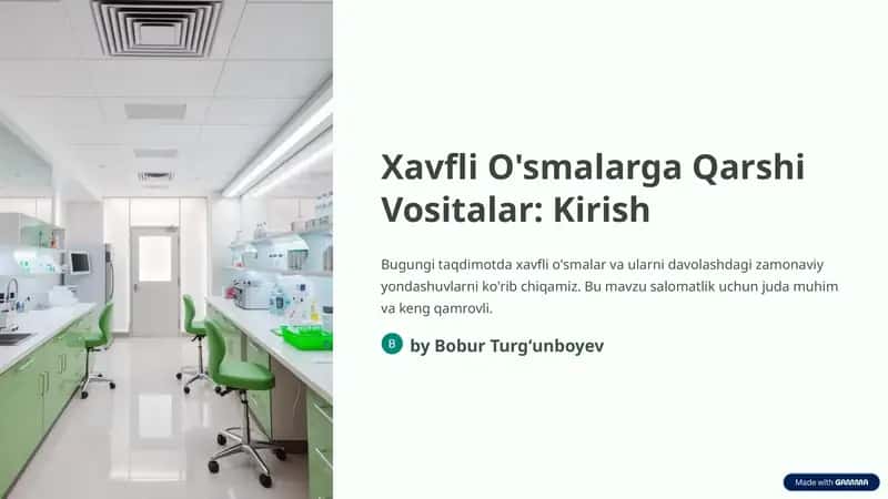 Xavfli O'smalarga Qarshi Vositalar: Kirish 1