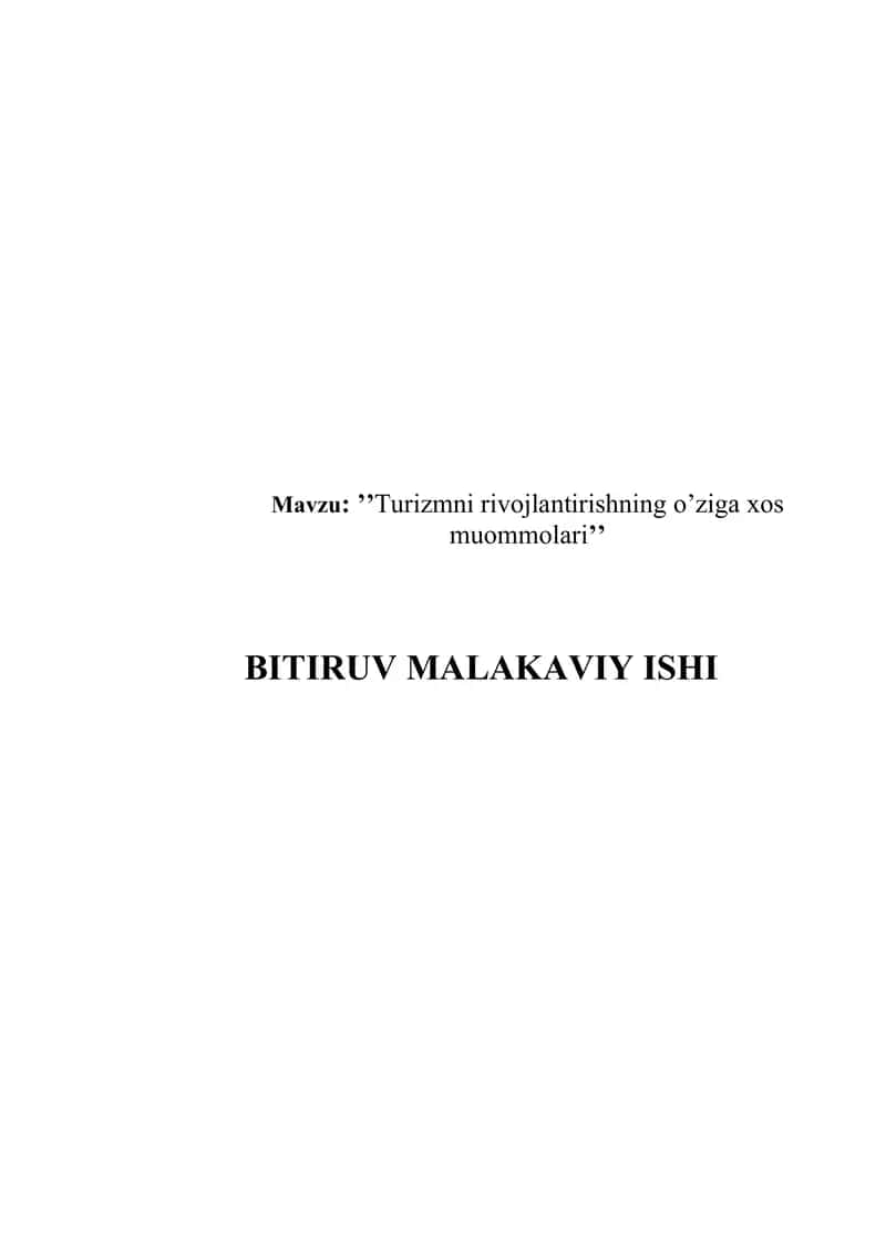 Turizmni rivojlantirishning o’ziga xos muommolari 1