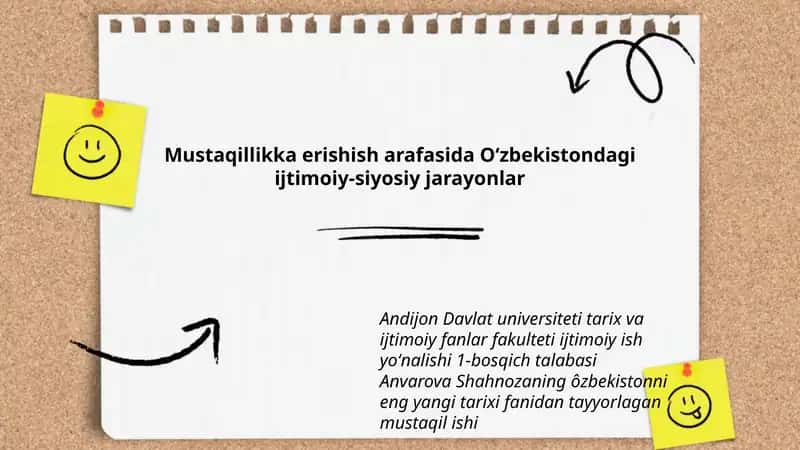 Ôzbekiston tarixi fanidan tayyorlagan mustaqil ish 1
