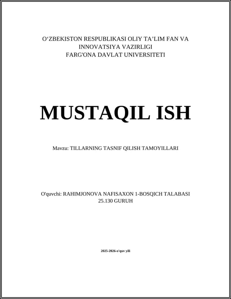 TILLARNING TASNIF QILISH TAMOYILLARI 1