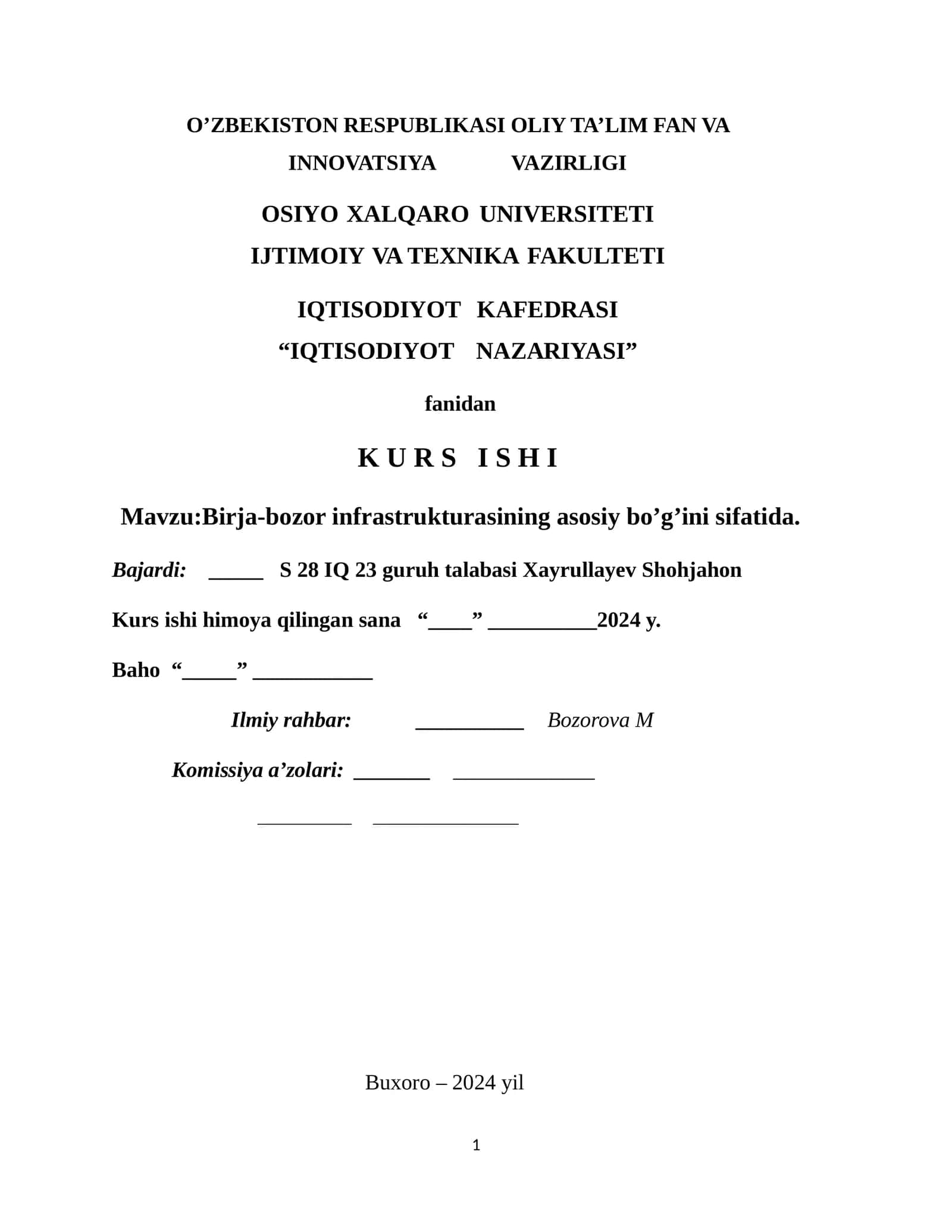XIV "KURS ISHI" TAQRIZI 1
