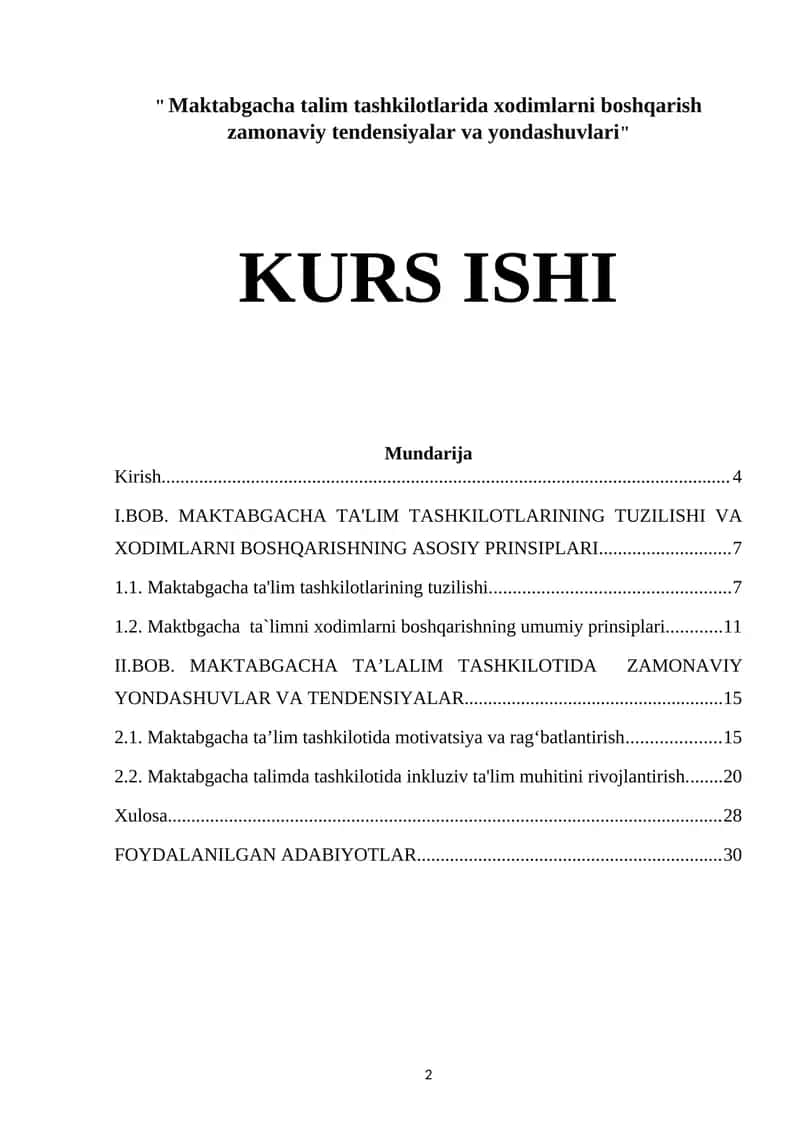 Maktabgacha talim tashkilotlarida xodimlarni boshqarish zamonaviy tendensiyalar va yondashuvlari 1