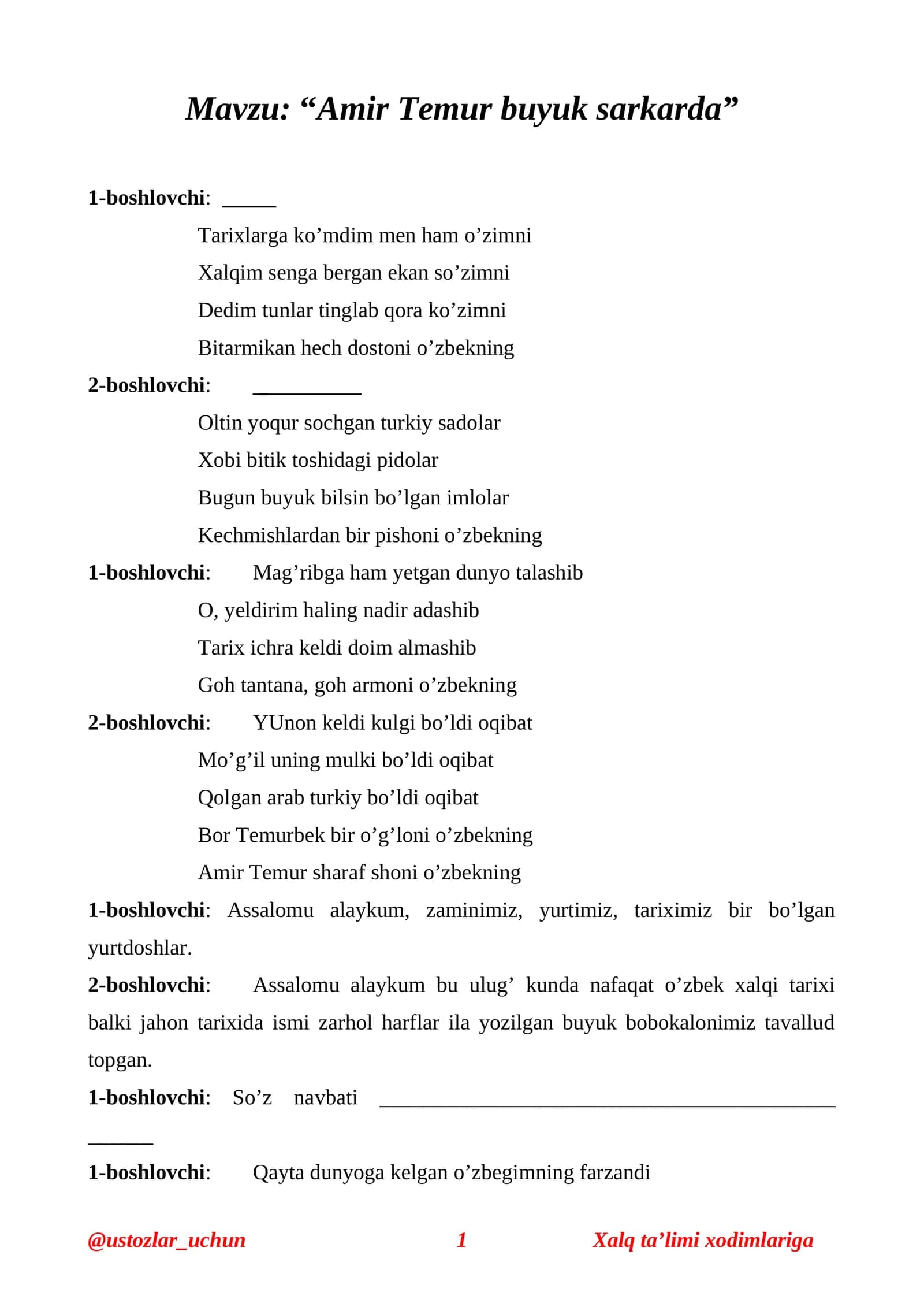 Amir Temur buyuk sarkarda 1