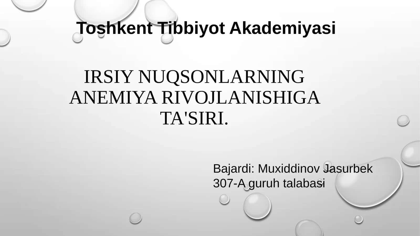 Anemiya va Irsiy Nuqsonlar: Asosiy Tushunchalar 1